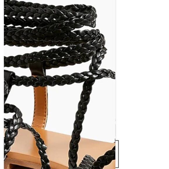 J CREW Women's  Braided Lace-up Sandals Flat Summer Black Size 7 - Picture 3 of 8